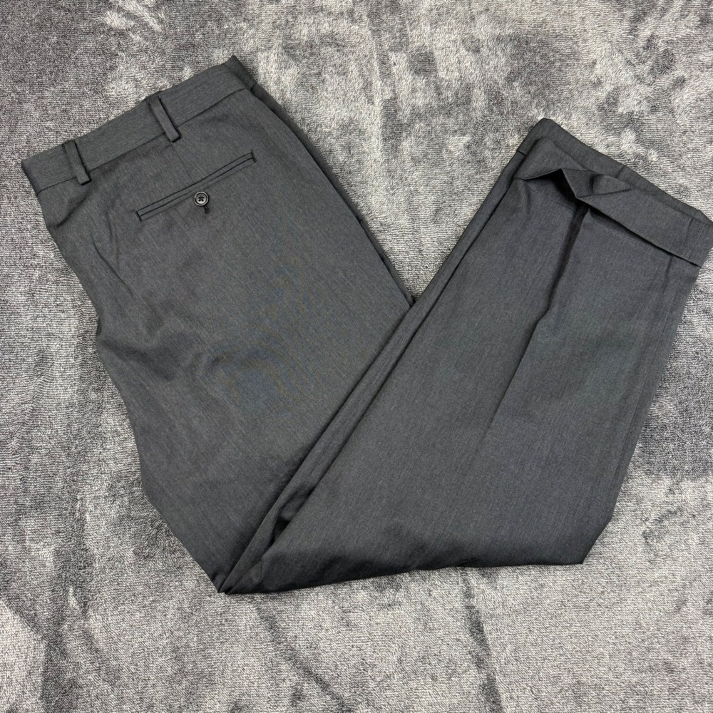 Brooks Brothers Pants Mens 42x30 Gray Madison Fit Pleated Cuffed 100% Wool Dress